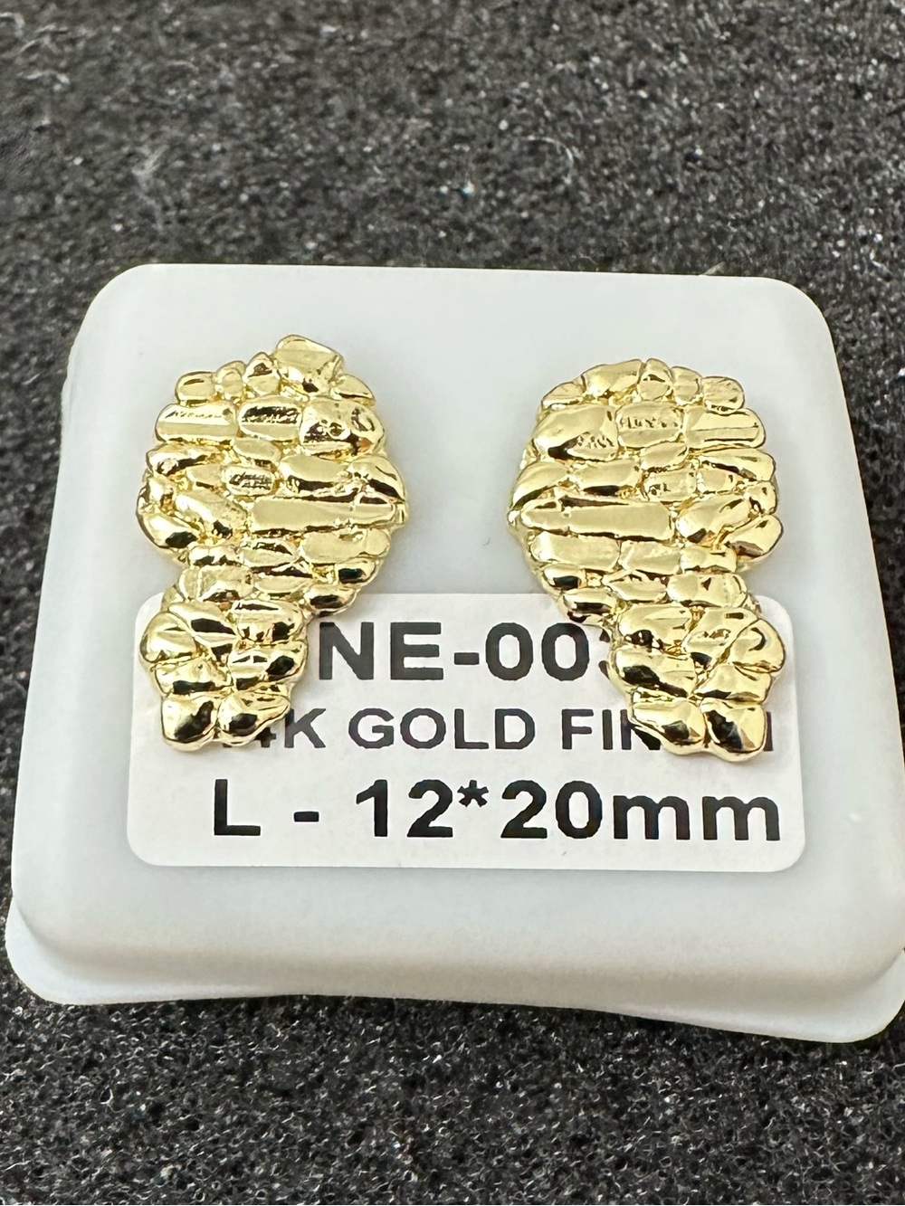 New 14k Gold plated nugget Stud Earrings 12x20mm